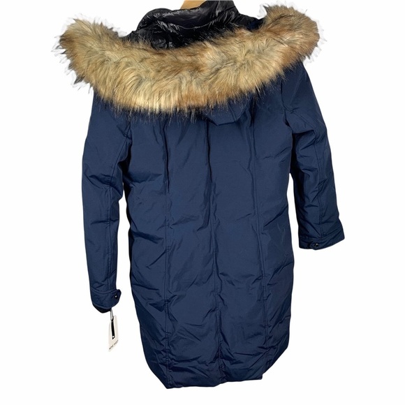 Nine West Jacket Hooded Long Parka Navy Small - Picture 5 of 16